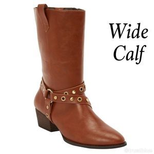 Wide Calf Studded Ankle Boots
